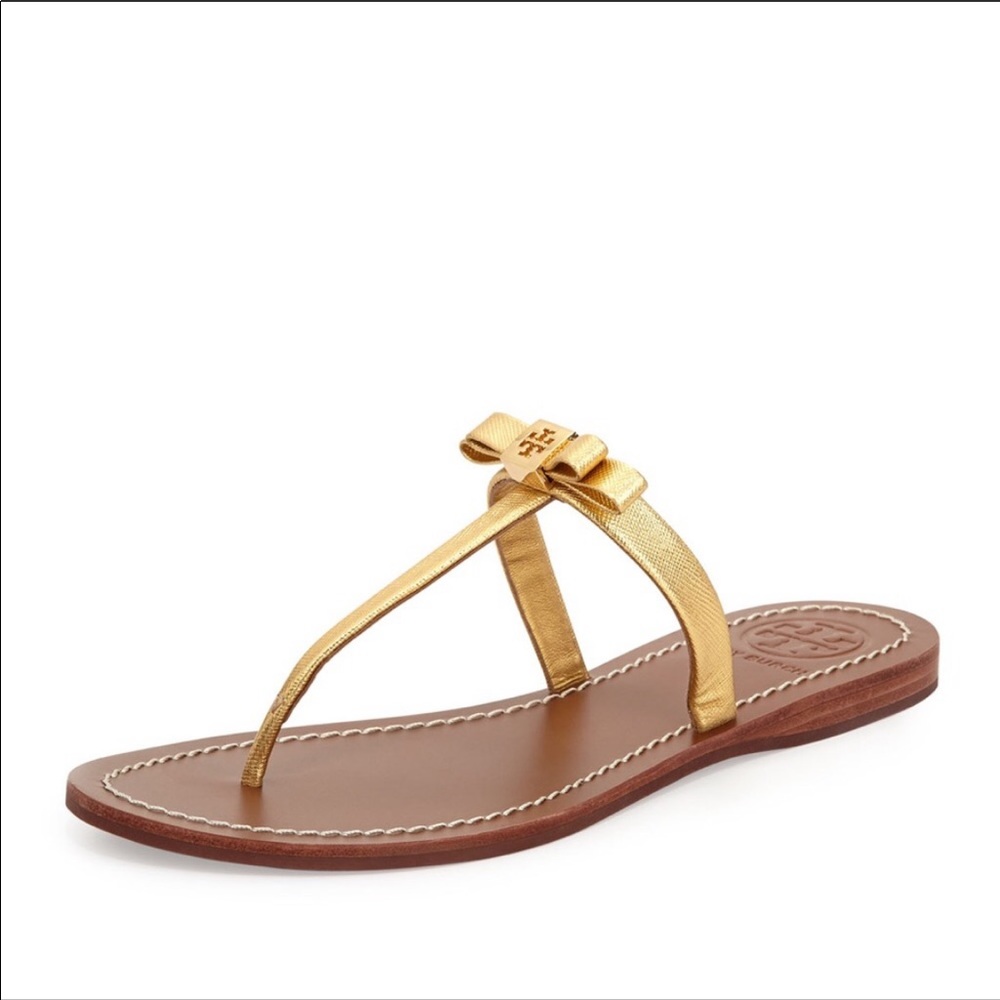 Tory Burch Size 8 Gold Flip Flops